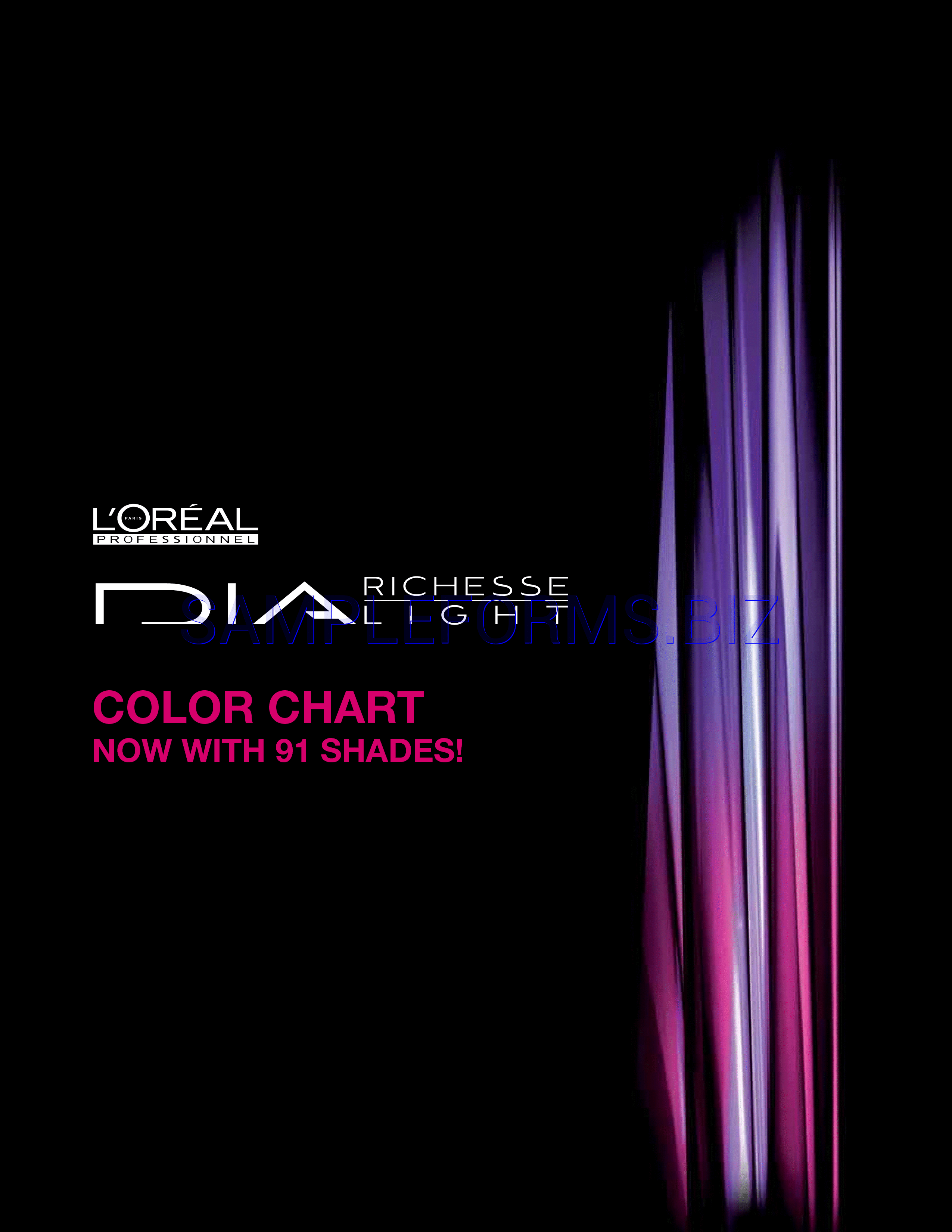 Preview free downloadable Loreal Professionnel DIA Color Chart in PDF (page 1)